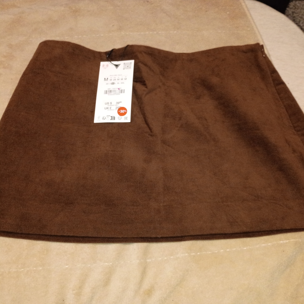 Zara Women’s Brown Suede Mini Skirt Medium New With Tags